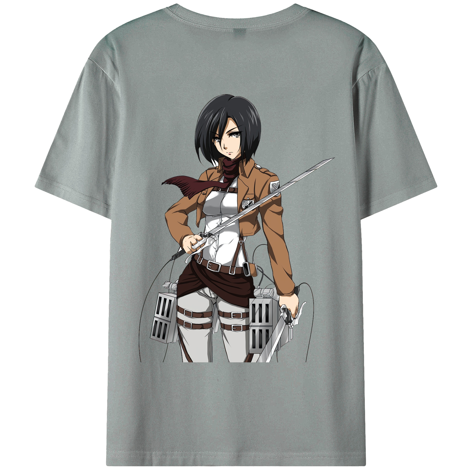 （画像用） 進撃の巨人 ミカサ·アッカーマン Attack on Titan Mikasa Ackerman 綿100％ メンズ半袖Tシャツ（バックプリント） 通気性
